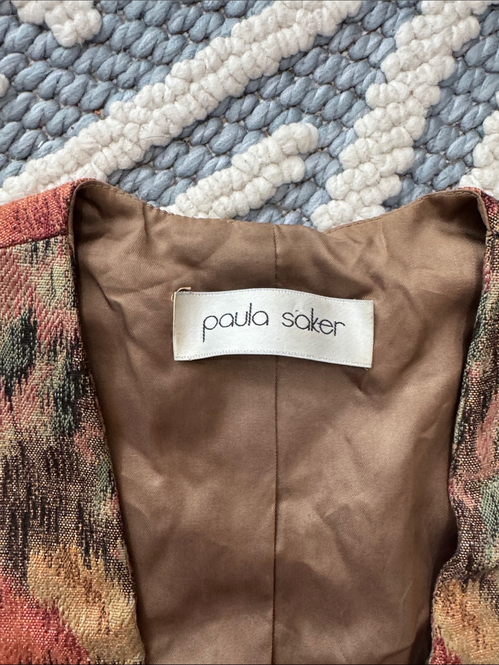 Vintage Paula Saker Tapestry Vest Artsy Boho Earth Tone Medium - Picture 2 of 4